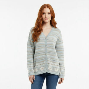 Cape Cod Vintage Snowflake Blue Cardigan Sweater XL - Deadstock